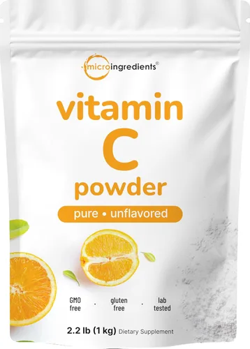 Polvo de cristal de vitamina C puro (vitamina C soluble en agua, 1000 mg por porción), 2.2 lbs (2.2 libras), vitaminas inmunes y antioxidante