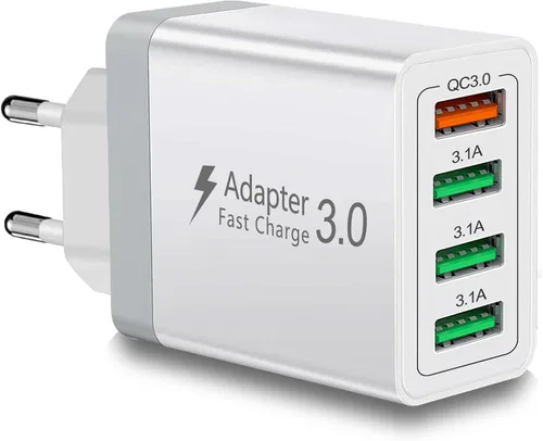 Miniatura 8 de Cargador USB europeo, adaptador de enchufe de viaje europeo 40 W 4 puertos Europa cargador USB carga rápida 3.0 UE enchufe adaptador para iPhone 17