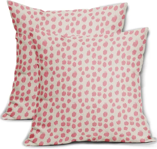 Miniatura 29 de Fundas de almohada marrón y blancas de 18 x 18 pulgadas, juego de 2 almohadas boho grises con lunares, fundas de almohada modernas estampadas