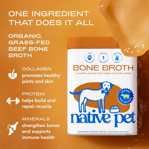 Miniatura 4 de Native Pet Caldo de hueso de res en polvo para perros (48 porciones) y el multivitamínico diario para perros (30 cucharadas) – Multivitamínico