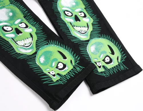 Miniatura 81 de Baylvn - Pantalones de mezclilla entallados y estampados para hombre con corte recto