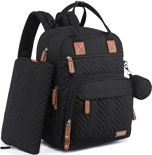 Miniatura 10 de iniuniu Mochila para pañales, kit 4 en 1, bolsas de bebé unisex grandes para niños y niñas, mochila de viaje impermeable con bolsa para pañales Azul