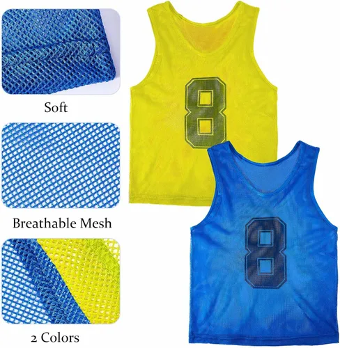 Miniatura 6 de Hercicy 24 piezas Pinnies para jóvenes, Pinnies de fútbol para entrenamiento, Chaleco para adultos, Malla reversible, Jersey de fútbol numerado