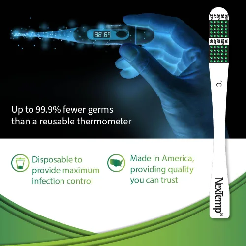 Miniatura 4 de NexTemp Termómetro desechable (paquete de 100 unidades, Celsius), termómetro oral para adultos, de un solo uso, sin batería, higiénico, lecturas