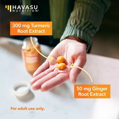 Miniatura 4 de Gomitas de cúrcuma con extracto de raíz de jengibre, suplemento de salud digestiva y apoyo inmunológico para el bienestar general, 60