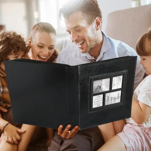 Miniatura 7 de Ywlake - Álbum de fotos de 4 x 6 pulgadas con 500 bolsillos, capacidad extragrande, para fotos familiares o de boda, capacidad para 500 fotos Negro