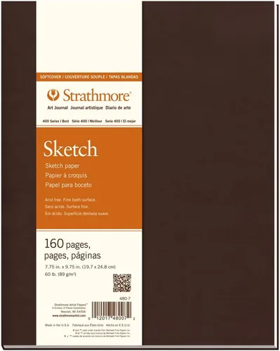 Strathmore 480-7 Diario de arte de tapa blanda, 7.75 x 9.75 pulgadas, blanco, 160 páginas