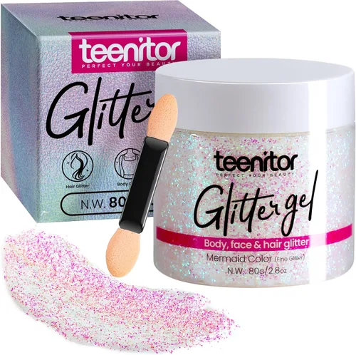 Miniatura 7 de Teenitor Purpurina Azul para el Cuerpo, Purpurina para la Cara, Gel de Purpurina para el Cuerpo, Gel de Purpurina para el Cabello, 80 g/2.8 oz