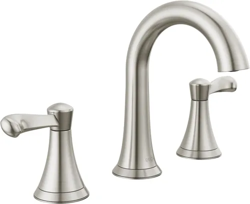 Delta Faucet Esato - Grifo de baño generalizado de níquel cepillado, grifo de baño de 3 agujeros, grifo de lavabo de baño, ensamblaje de drenaje,