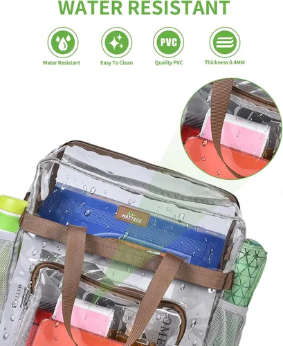 Miniatura 98 de MAY TREE Bolsa transparente para eventos en estadios de 12 x 6 x 12 pulgadas, bolsa de almuerzo transparente con correas reforzadas para trabajo