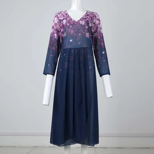 Miniatura 5 de DHWGDGKP Vestidos de cóctel, talla grande, elegante, con cuello en V, para fiesta, graduación, de gasa, con lentejuelas, para noche, vestido largo