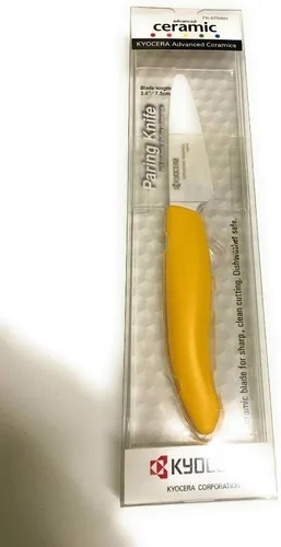 Kyocera Advanced Series, cuchillo de pelar de cerámica, hoja blanca de 3 pulgadas, Amarillo