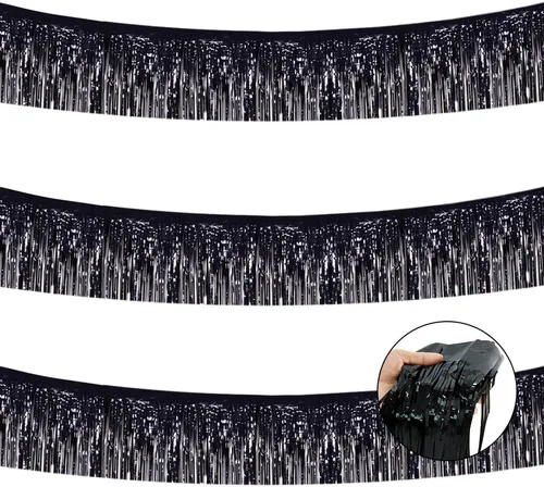 Miniatura 50 de BEISHIDA 3 Paquetes de Guirnalda de Flecos de Lámina Metálica Arcoíris Oscuro para Colgar en la Pared, Banderas de Oropiel para Halloween, Flotas