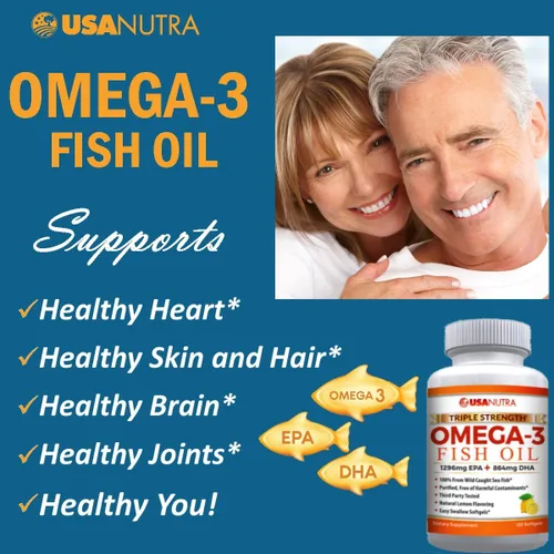 Miniatura 2 de Aceite de pescado Omega 3 de 2250 mg con 1350 EPA + 900 DHA Aceite de pescado islandés capturado en la naturaleza de triple fuerza, 120 cápsulas.