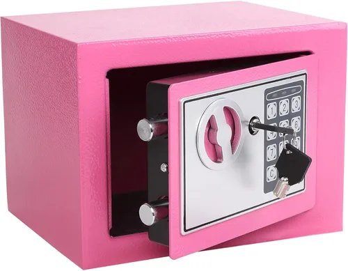 Yuanshikj Caja de seguridad digital electrónica de lujo con teclado, para hogar, oficina, hotel, negocios, joyas, pistola, almacenamiento de Rosa