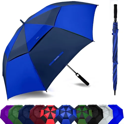 Miniatura 24 de Paraguas de golf extragrande de 62, 68 y 72 pulgadas, con doble dosel ventilado, resistente al viento, impermeable, de apertura automática