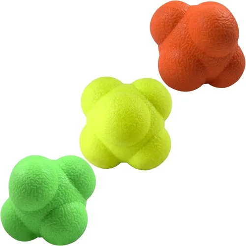 AIRLAXER Bola de reacción, bola refleja para entrenamiento de coordinación ojo-mano, 2.83 pulgadas, paquete de 3 unidades, naranja, amarillo, verde