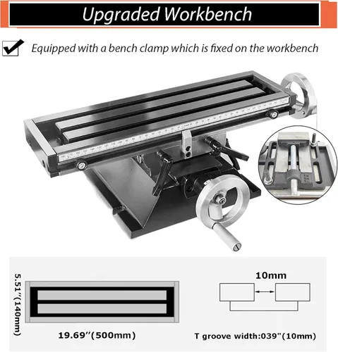 Miniatura 5 de INTBUYING Mini fresadora perforadora de sobremesa Taladro 5-1/2 "x 20 '' Fresadora de precisión Hobby 600W MT2 Micro alimentación de velocidad