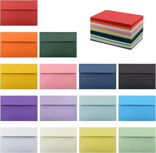 Miniatura 8 de VANRA Paquete de 150 sobres coloridos para invitaciones, sobres A2 a granel para tarjetas de felicitación de 4.25 x 5.5, invitaciones de boda, fotos