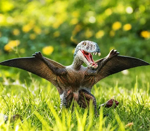 Miniatura 7 de Juguete de dinosaurio, figuras realistas de pterosaurio con alas jurásicas con boca móvil, figuras de dinosaurio pterodáctilo educativas realistas