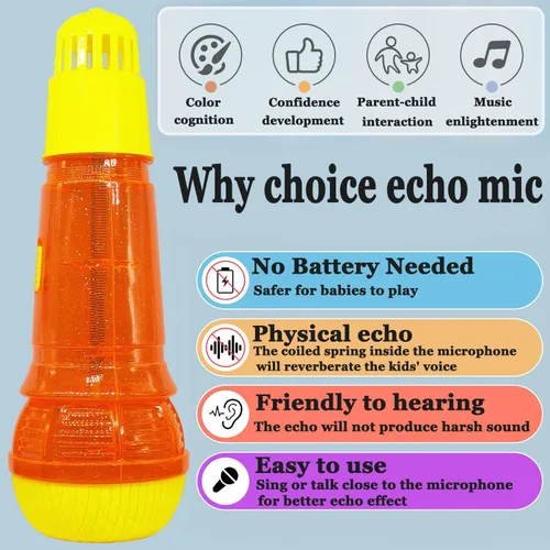 Miniatura 2 de Lolakee Micrófono Echo para Niños y Pequeñitos Duradero y Liviano Juguetes de Canto Musical Terapia del Habla Juguetes con Retroalimentación, Naranja