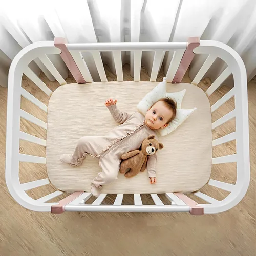 Miniatura 83 de lulumoon Sábanas de muselina para moisés para bebé: sábanas ajustables suaves para moisés de cabecera para niños y niñas Oliva y Crema