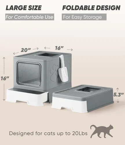 Miniatura 4 de Caja de Arena Cerrada para Gatos, Caja de Arena Grande para Gatos Grandes, Cajas de Arena Cubiertas para Gatitos con Tapa, Recinto de Caja