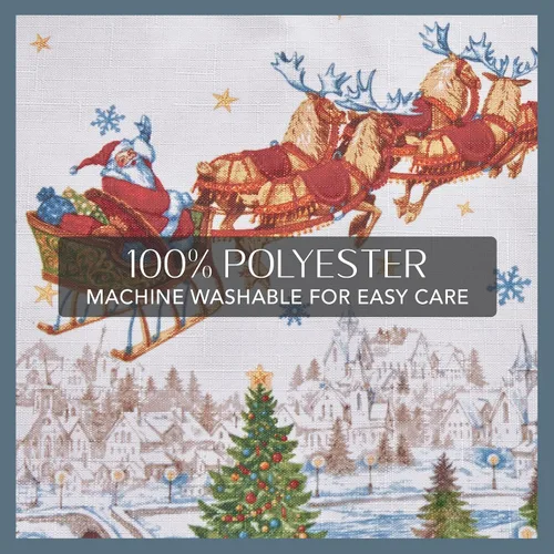 Miniatura 4 de Elrene Home Fashions Manteles Individuales de Tela Santa Snowy Sleighride, Decoración de Mesa de Navidad, 13" An x 19" L, Juego de 4
