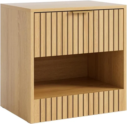 Miniatura 9 de Mesita de noche pequeña, mesita de noche moderna, mesita de noche con cajón y estante abierto, diseño de cubo, mesa auxiliar pequeña