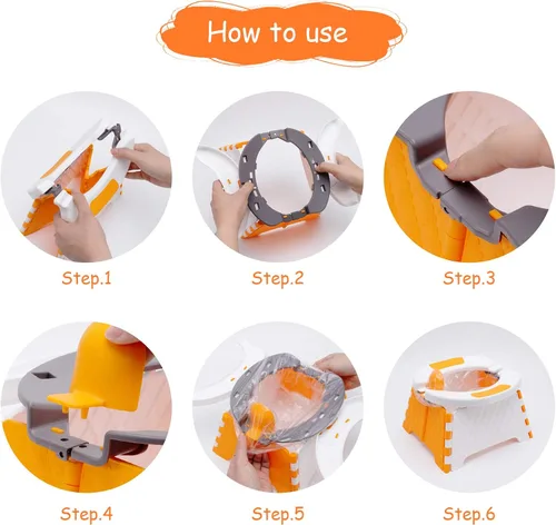 Miniatura 4 de Asiento de entrenamiento portátil para niños pequeños, inodoro plegable para niños, inodoro plegable para niños, orinal de viaje para automóvil