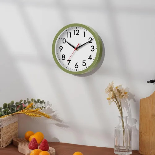 Miniatura 4 de AKCISOT Reloj de pared de 8 pulgadas, silencioso, sin tictac, relojes modernos a batería - analógico pequeño clásico para oficina, hogar, baño