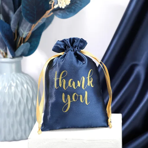 Miniatura 8 de Sieral 50 piezas de bolsas de regalo de satén con cordón "Thank You" para joyería y dulces, bolsas para mujeres, para Navidad, boda, baby shower