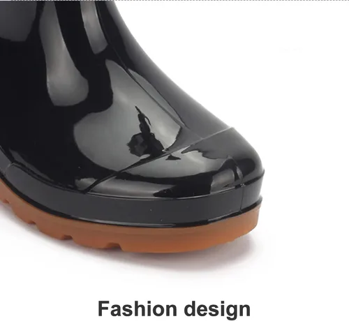Miniatura 7 de Botas de lluvia para hombre, resistentes y antideslizantes, antideslizantes, de plástico, de cemento, botas de lluvia de tobillo