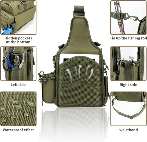 Miniatura 6 de Blisswill - Bolsa de almacenamiento para equipo de pesca al aire libre - Mochila de pesca grande resistente al agua