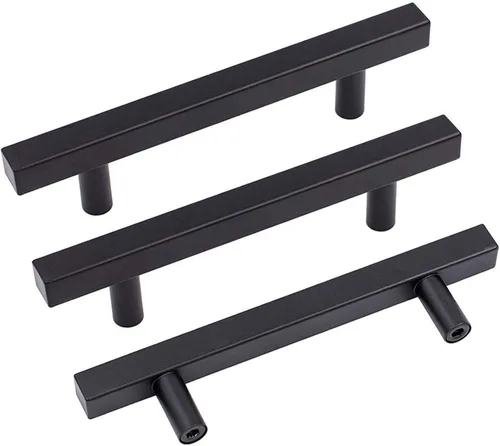 Miniatura 21 de Goldenwarm Paquete de 5 manijas negras de gabinete de 2-1/2 pulgadas (2.520 in) color negro mate, tiradores de cajón en T para armarios de cocina