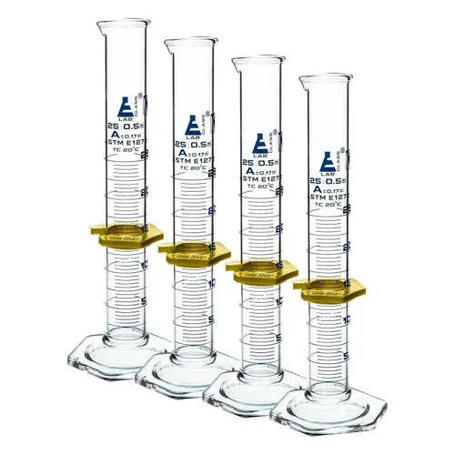 Miniatura 6 de Cilindro graduado, 50 mL - ASTM, tolerancia clase A ± 0.0 fl oz - Collar protector, base hexagonal - Graduaciones azules - Vidrio de borosilicato