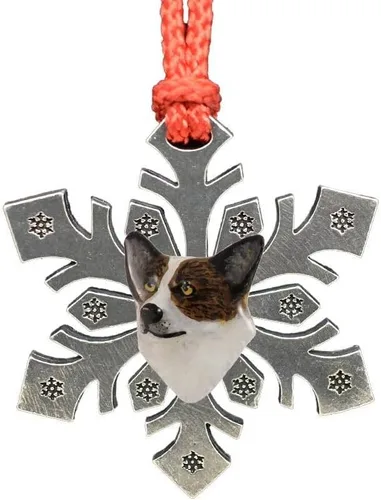 Miniatura 41 de Adorno navideño para colgar en la cabeza de collie con borde de peltre antiguo hecho a mano para decorar coronas y árboles de Navidad del hogar