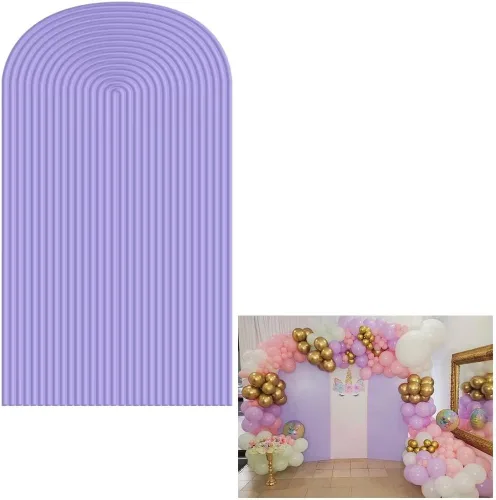 HUAYI Cubierta de telón de fondo de arco con patrón de ondulaciones violetas moradas para fiesta de cumpleaños, boda, baby shower, decoración de