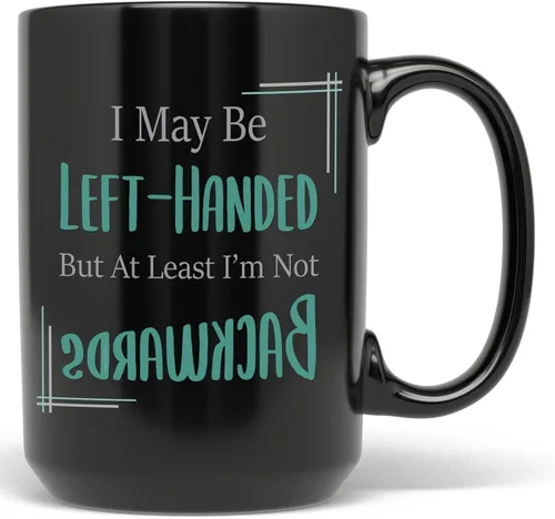 Miniatura 7 de PixiDoodle Taza de café para zurdos – Divertido día de zurdos (11 onzas, negro)