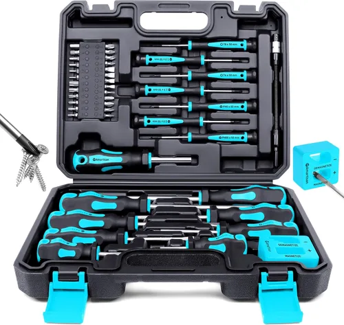Miniatura 12 de Amartisan Juego de destornilladores magnéticos de 86 piezas con estuche, incluye destornilladores ranurados, Phillips, hexagonales, Pozidriv, Torx