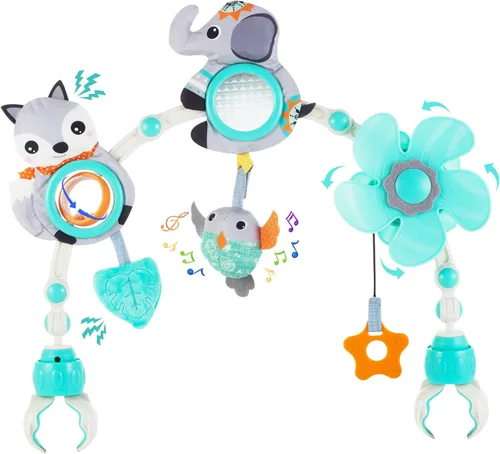 Miniatura 8 de Lynncare Arco Ajustable de Juguetes para Cuna de Bebé para Lactantes y Niños Pequeños, Arco para Carriola, Juguetes para Cuna con Fascinantes Ciervo