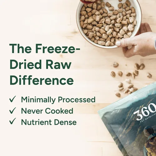 Miniatura 2 de 360 Pet Nutrition Alimento crudo liofilizado para perros – Receta de carne de res con hígado y órganos, alta proteína con omega-3, frutas, verduras