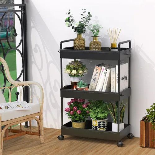 Miniatura 6 de SOLEJAZZ Carrito de almacenamiento rodante de 3 niveles con ruedas, delgado para manualidades, uñas, maquillaje, aperitivos, arte, bebé, carrito