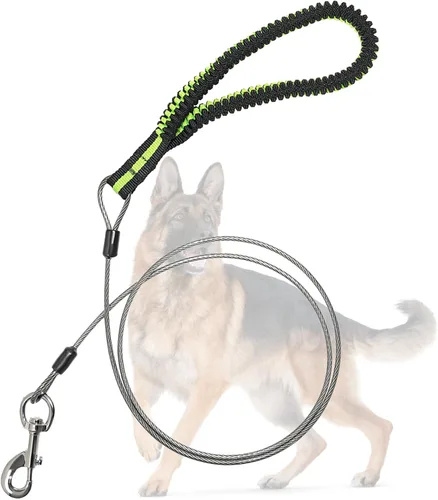 Miniatura 11 de Correa de perro resistente, correa de metal a prueba de mordidas para perros grandes (hasta 250 libras), correas de alambre para perros con agarre