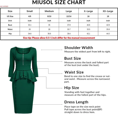 Miniatura 6 de Miusol - Vestido de mujer estilo retro con cuello cuadrado y volantes