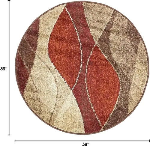 Miniatura 3 de Unique Loom Colección Otoño Alfombra de Área - Plantation (3' 3" Redonda, Multicolor/Beige)