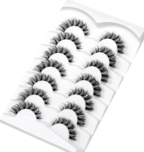 Miniatura 764 de Pooplunch - Pestañas postizas finas de visón sintético, estilo ojo de gato, naturales, cruzadas, tipo racimo, efecto 8D de volumen, tiras