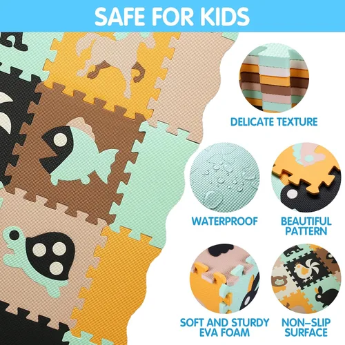 Miniatura 2 de Alfombrilla de juego de espuma para niños, 25 piezas de rompecabezas cuadrados entrelazados, alfombrilla de juego de espuma para bebés, alfombrilla