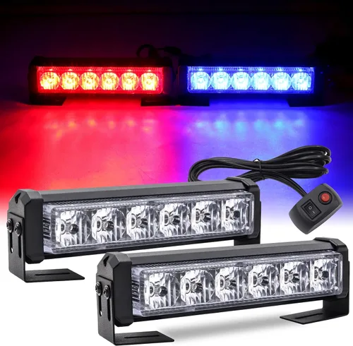Luz estroboscópica 2 en 1 LED de advertencia de emergencia de 12 V con botón de interruptor, barra intermitente universal para vehículos de rojo y