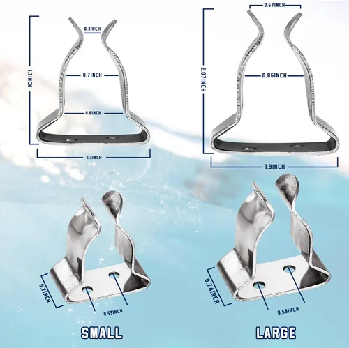 Miniatura 2 de Moxweyeni Soporte de gancho para barco, soportes de remo, clips de resorte de acero inoxidable, abrazadera de resorte marino, plata de liberación